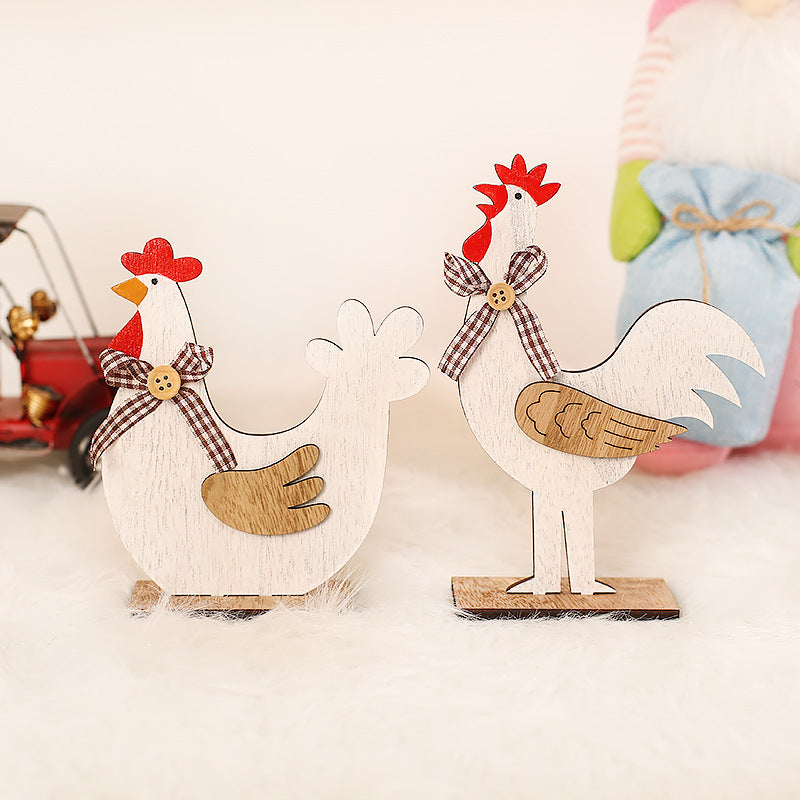 Easter DIY Wooden Rooster With Wings Ornaments